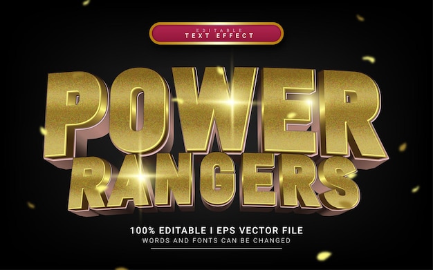 Luxury gold power rangers 3d style text effect