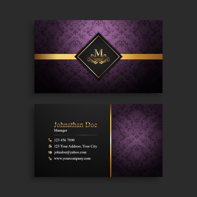 Vector luxury gold & purple business card