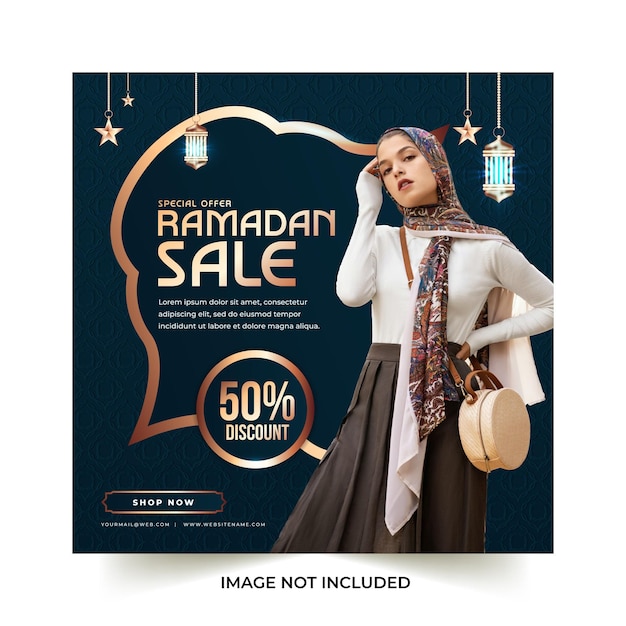 Post instagram sui social media di lusso in oro ramadan