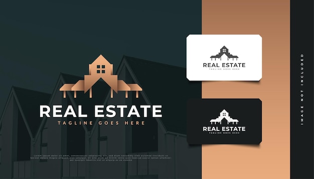 Luxury gold real estate logo design. construction, architecture or building logo design