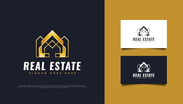 Luxury Gold Real Estate Logo Design with Minimalist Concept.  