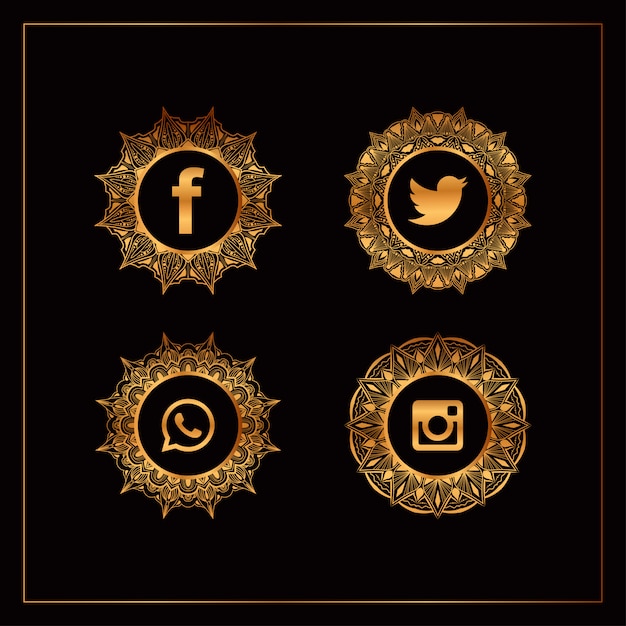 Luxury gold social media logo collection