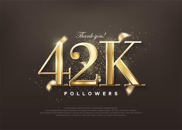 Vettore oro di lusso grazie 42k follower, saluti e celebrazioni