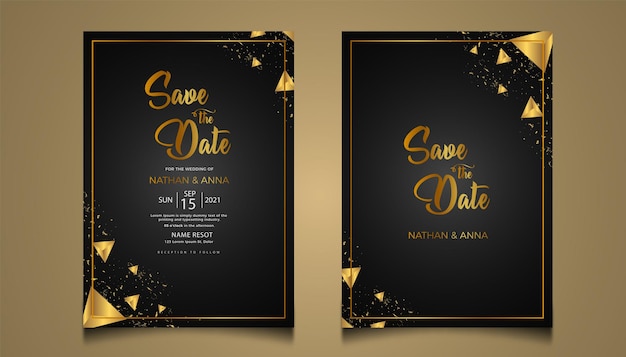 Luxury gold wedding invitation cards set design