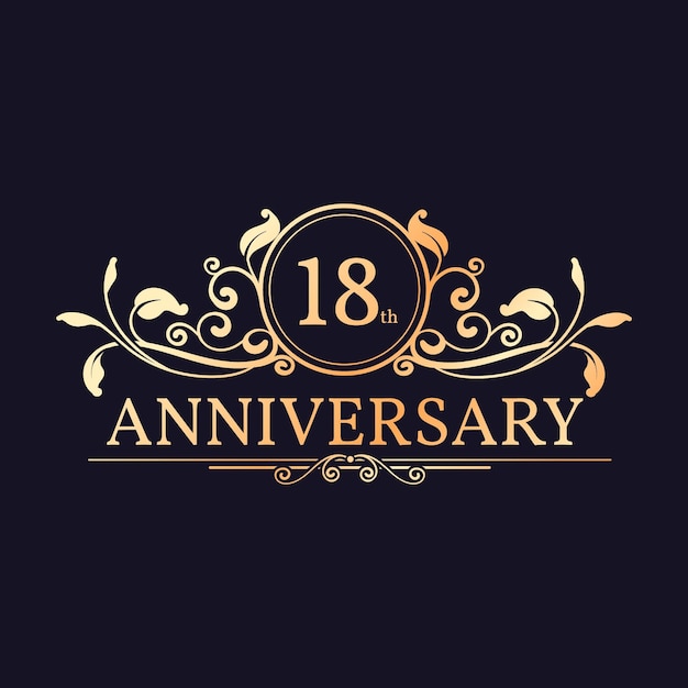 Vector luxury golden 18th anniversary logo