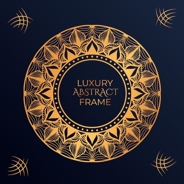 Luxury golden abstract ornamental mandala design round frame background