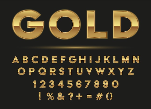 Vector luxury golden alphabet set