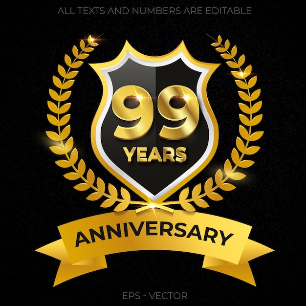 Luxury Golden Anniversary Badge With Editable Number Text Effect