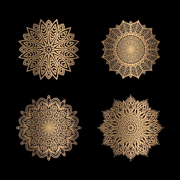 Luxury golden background with ethnic mandala ornament Vector illustration