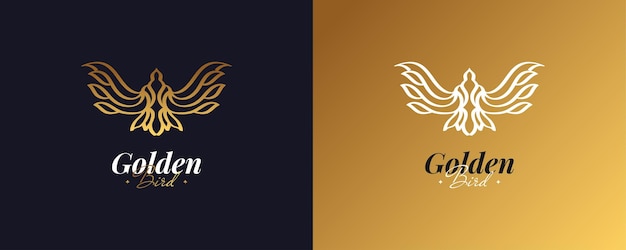 Vettore luxury golden bird logo design con stile linea