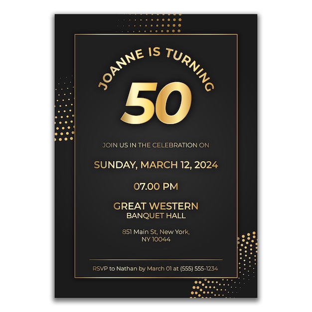 Vector luxury golden birthday invitation