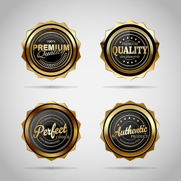 Vector luxury golden black badges and labels retro vintage circle badge design