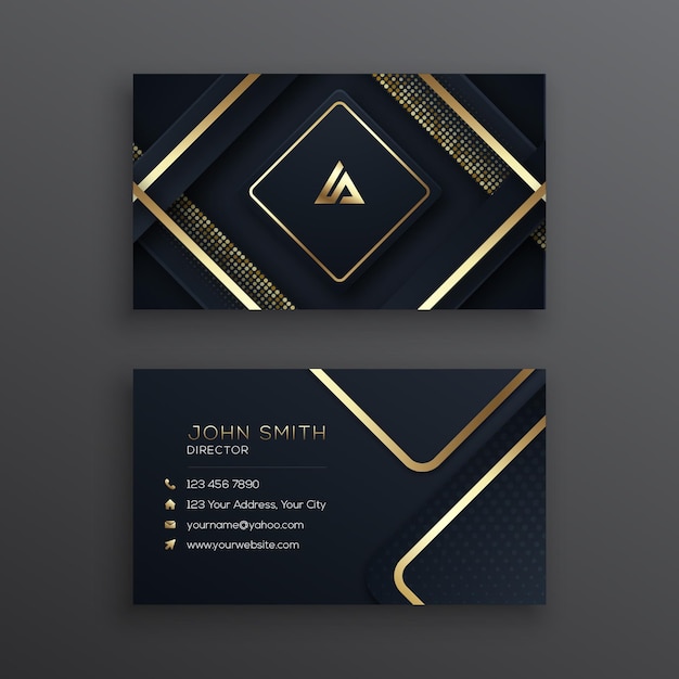 Luxury Golden Business Card Template With Abstract Geometric Pattern