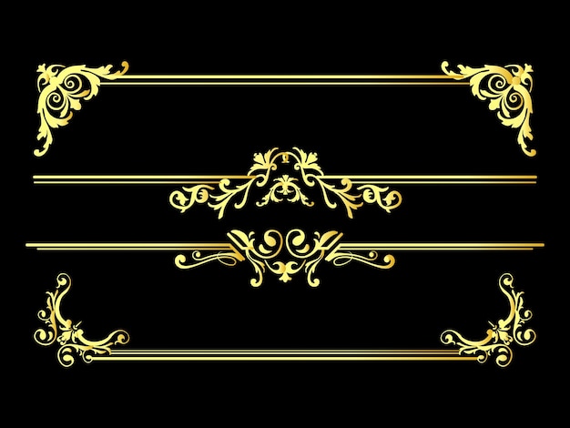 Luxury Golden Calligraphic ornamental element set collection