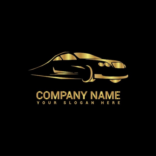 Luxury golden car goming logo