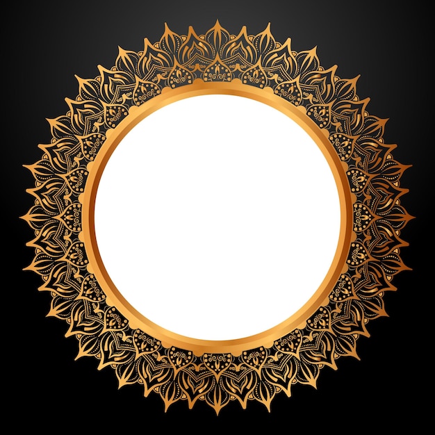 Luxury golden circle frame transparent with vintage mandala gold circular pattern