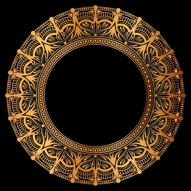 Premium Vector | Luxury golden circle frame with vintage mandala ...