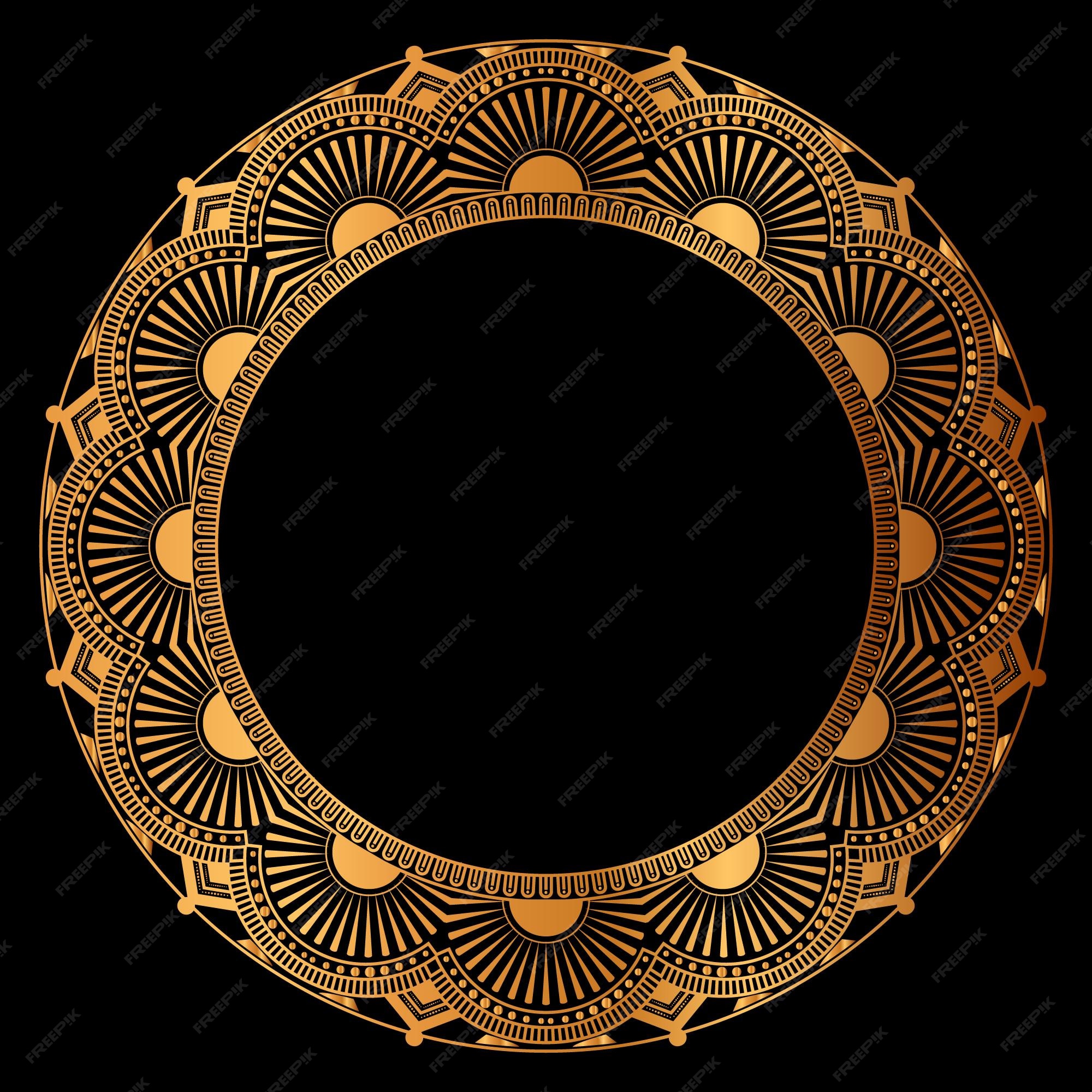 Premium Vector | Luxury golden circle frame with vintage mandala gold  circular pattern or gold mandala background