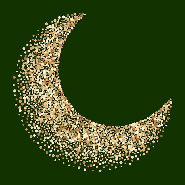 Vector luxury golden crescent half moon gold glittering background