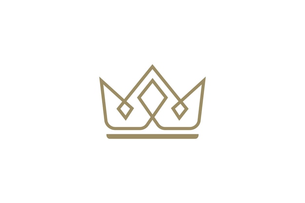 Luxury golden crown line art style logo