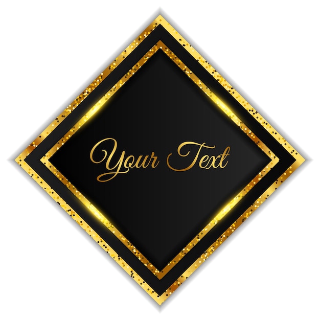 luxury golden dots black frame square gold text box illustration background