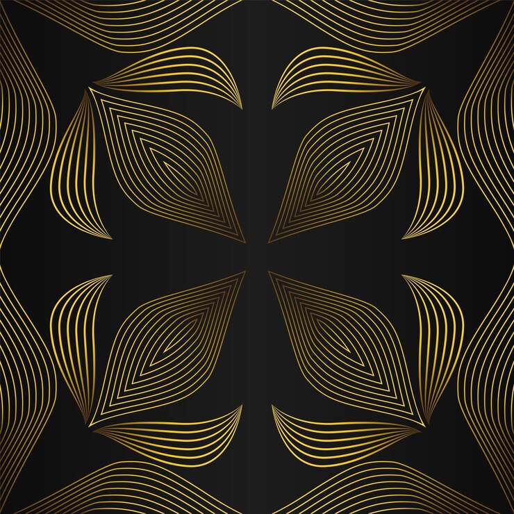 Vector luxury golden floral frame on black background
