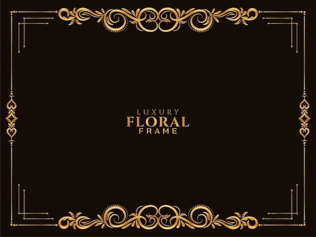 Luxury golden floral frame ethnic design