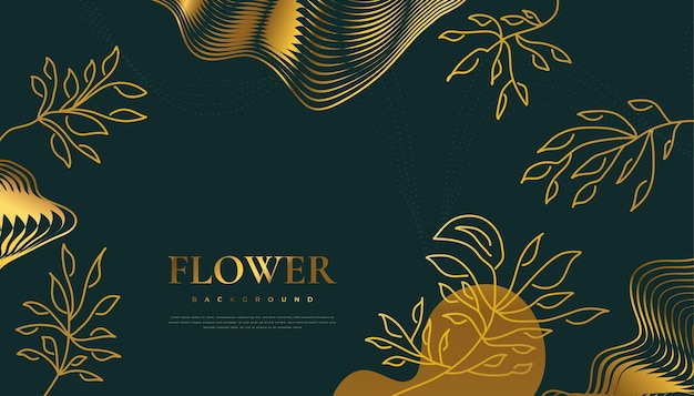 Luxury Golden Flower Background with Elegant Tropical Summer Leaves. Luxury Nature Background with Floral Illustration