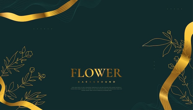 Luxury Golden Flower Background with Elegant Tropical Summer Leaves. Luxury Nature Background with Floral Illustration