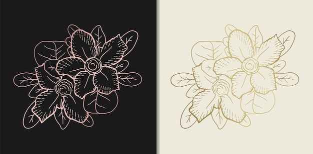 Vector luxury golden flower hand drawn