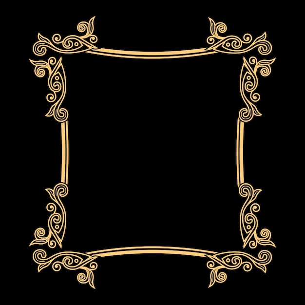 Vettore collezione golden frame lusso con decorazione floreale