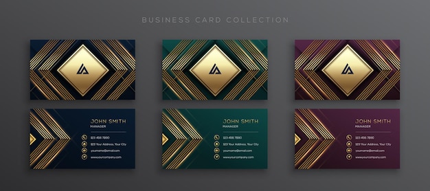 Luxury Golden Geometric Business Card Collection