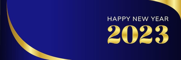 Luxury golden Happy New Year 2023 graphic design on dark blue background