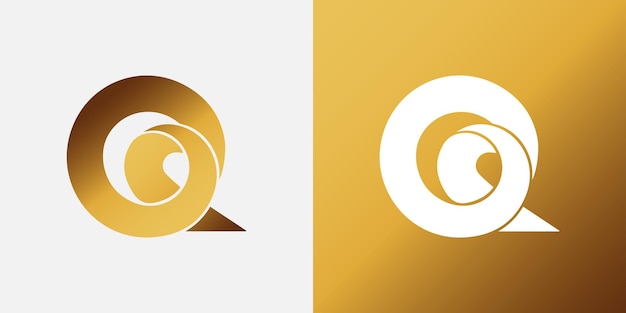 Luxury Golden Letter Q logo design with curves Q logo design premium vector template