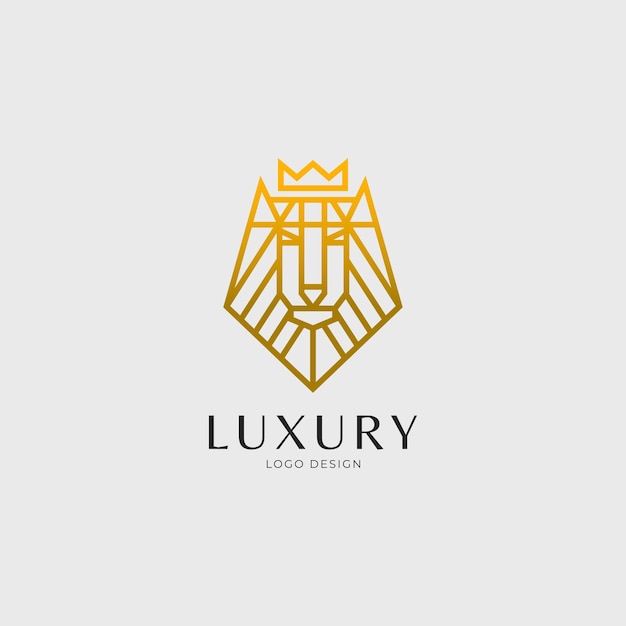 Luxury golden lion line logo design