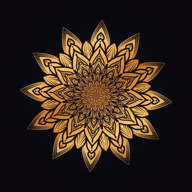 Mandala d'oro di lusso con arabesque