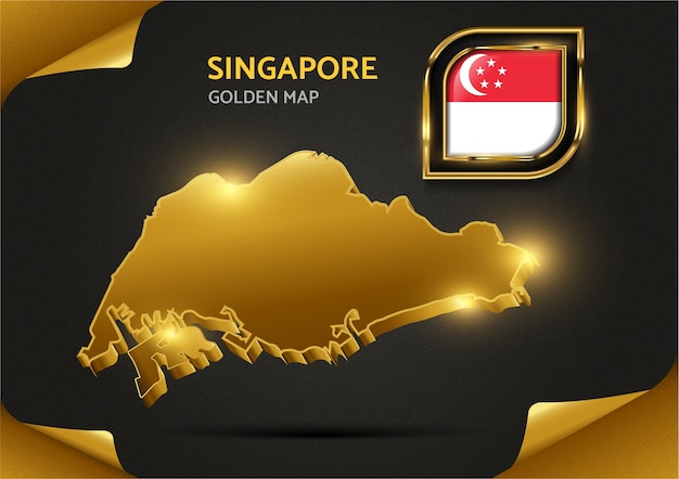 Luxury golden map singapore