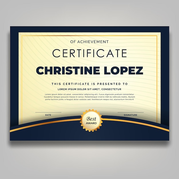 Luxury golden ornament frame certificate template