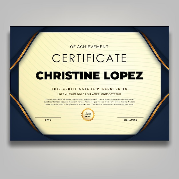 Luxury golden ornament frame certificate template