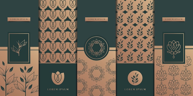 Luxury golden packaging design,flower,nature,floral,olive tree,pattern.