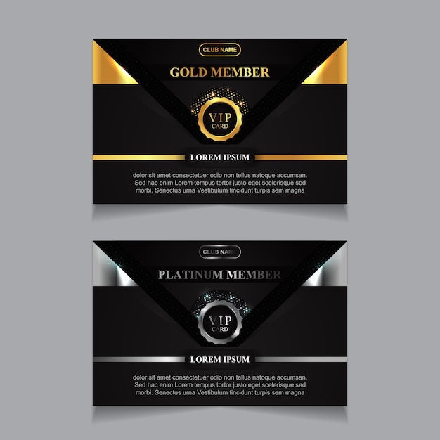 Vector luxury golden and platinum vip member card design template