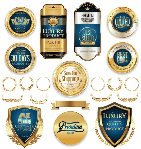 Vector luxury golden retro badge