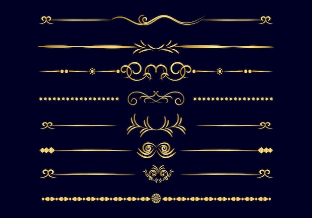 Vector luxury golden and retro dividers set calligraphic design elements vector