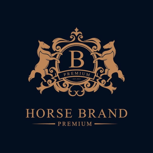 Luxury Golden Royal Horse King logo design inspiration vector illustration