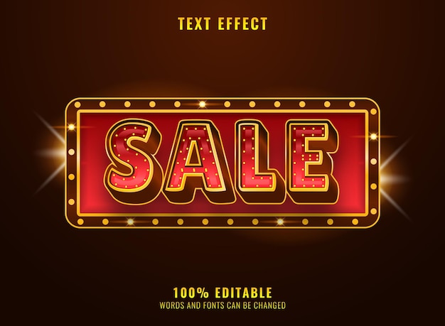 Luxury golden sale text effect with rectangle frame