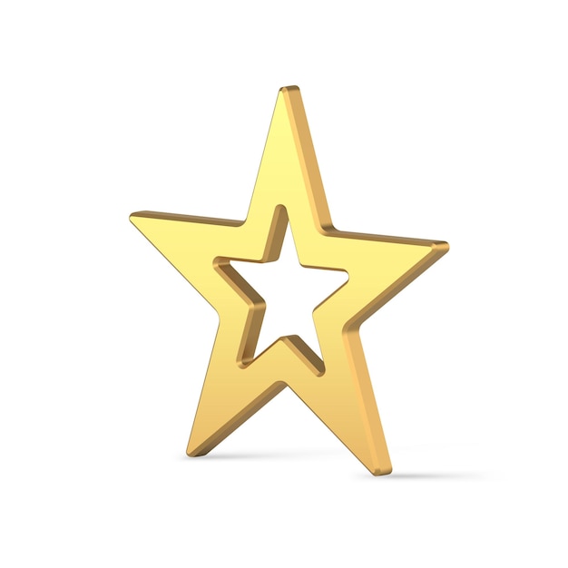 Luxury golden star frame isometric symbol of award achievement jewelry 3d template vector