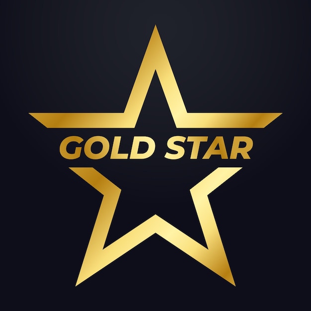 Роскошный логотип Golden star Symbol Vector дизайн шаблона, элегантный стиль черный фон