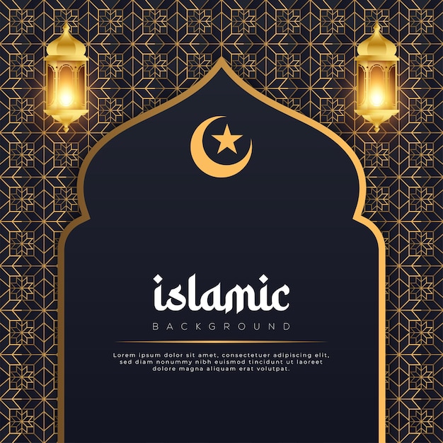 Design di sfondo islamico con stelle dorate di lusso