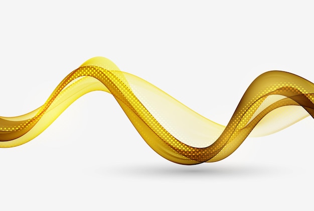 豪華な黄金の透明な波の背景 抽象的な黄金の煙のようなベクトルの波の背景