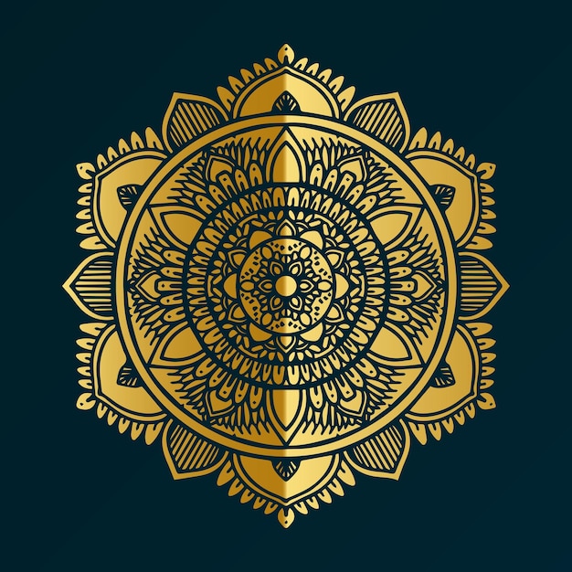 Vector luxury golden vector mandala art radial ornament